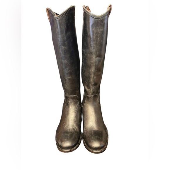 Frye 'Melissa Button' Leather Riding Boot Black Size 6 - Picture 2 of 6